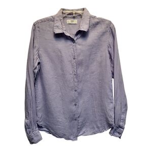 Uniqlo Light Purple Linen Button Down Shirt Versatile Essential - Size S